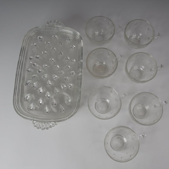 Hazel Atlas Informal Teardrop Clear 7 pc. Snack Set. - Picture 7 of 9